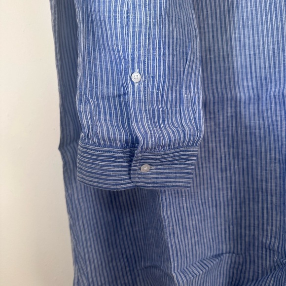 UNTUCKit Constantia 100% Linen Blue Stripe Shirt dress size 18 NWT - Picture 6 of 10